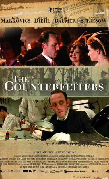 theatrical poster for the counterfeiters