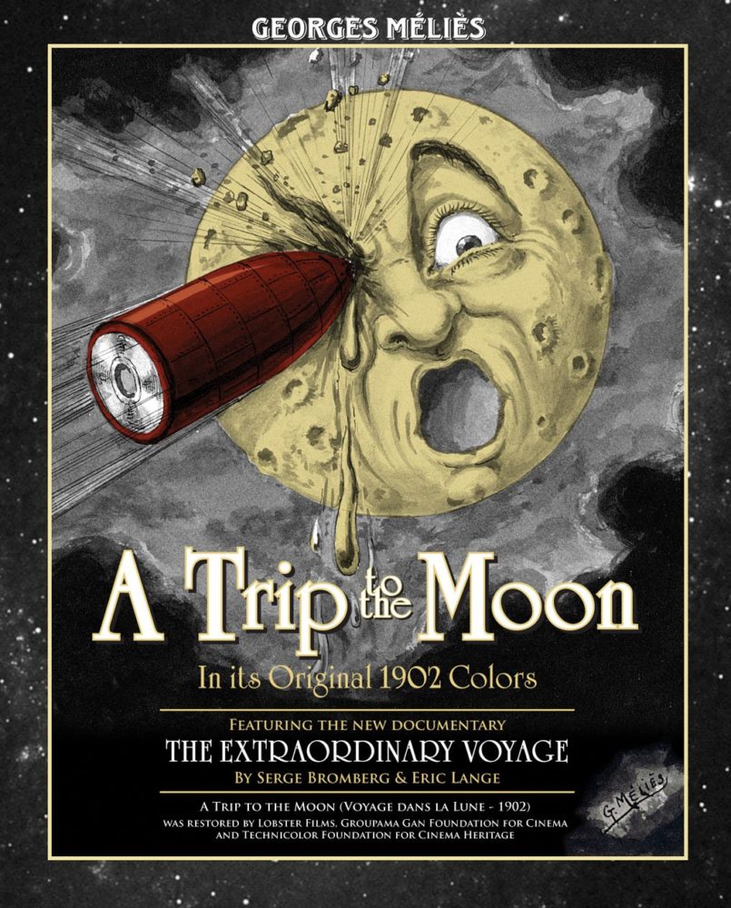 theatrical poster for a trip to the moon and an extraordinary journey